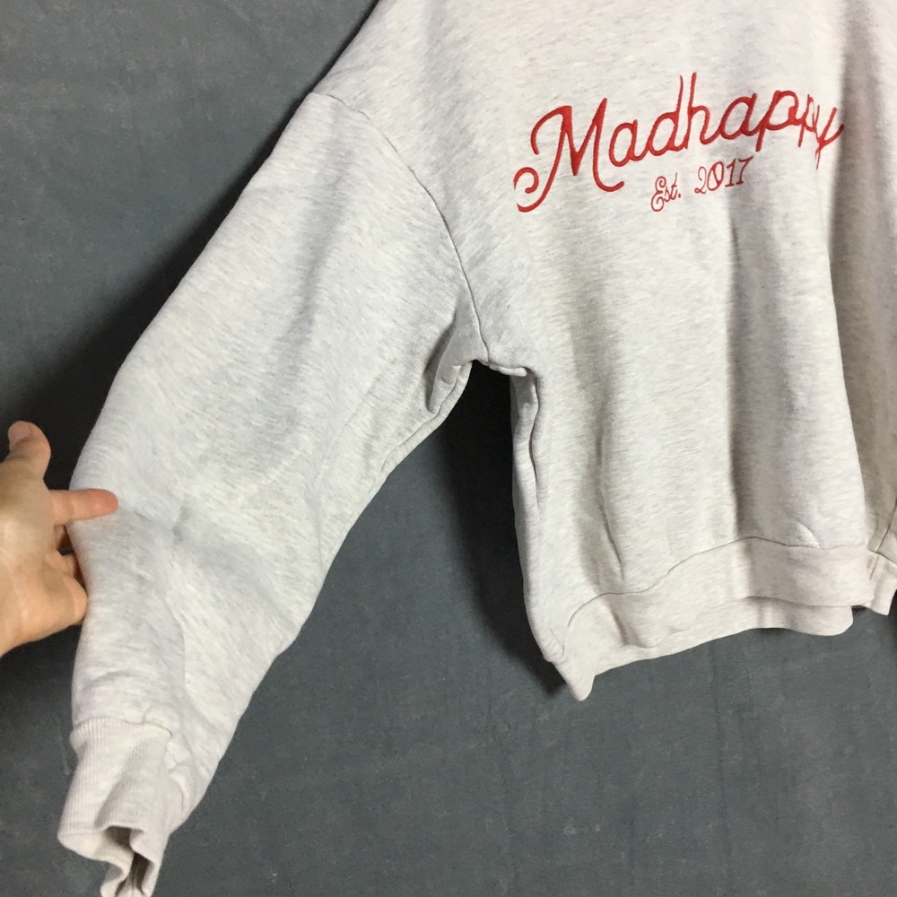 Madhappy Est 2017 Size M Peace Sign Graphic Crewneck Sweatshirt Grey Embroidery - Picture 14 of 16